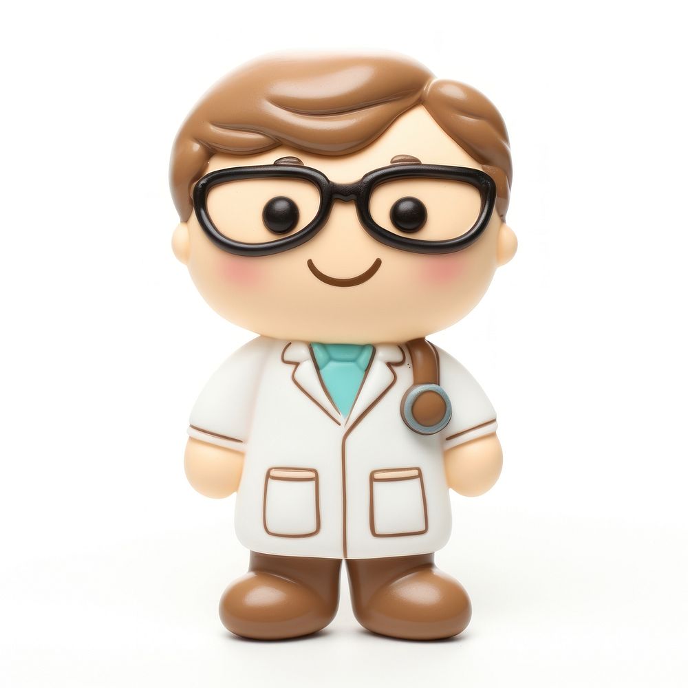 Cute doctor cookie figurine glasses toy.