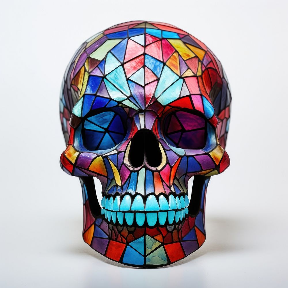 Stain glass skull art creativity pattern.