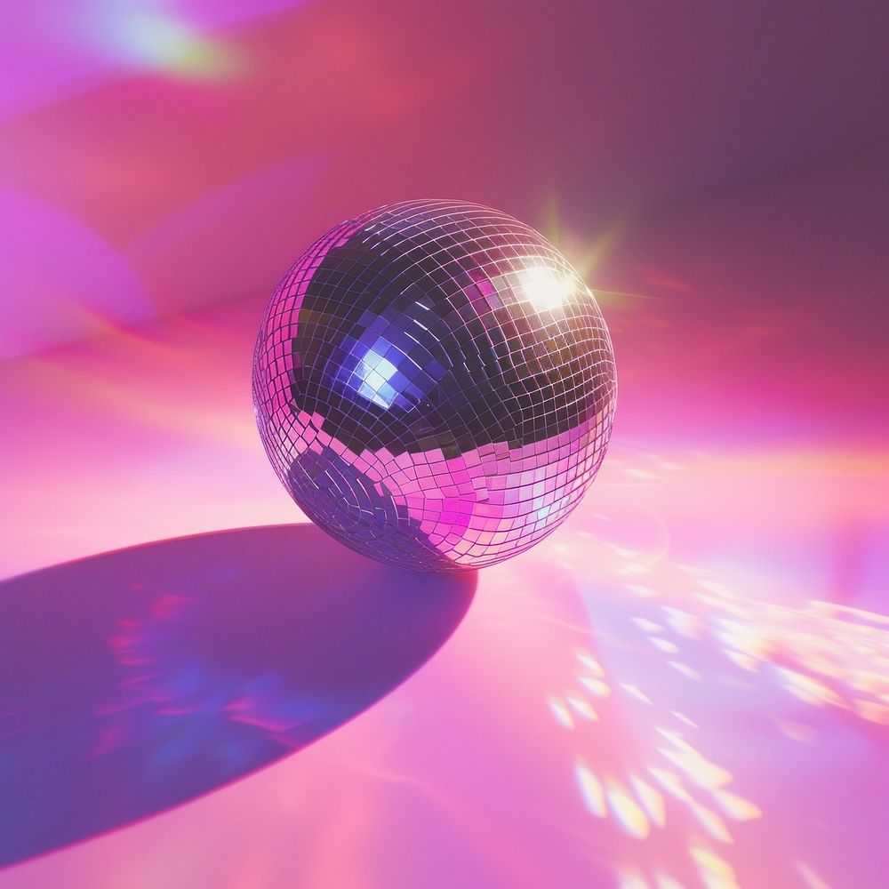 Disco ball purple sphere night.