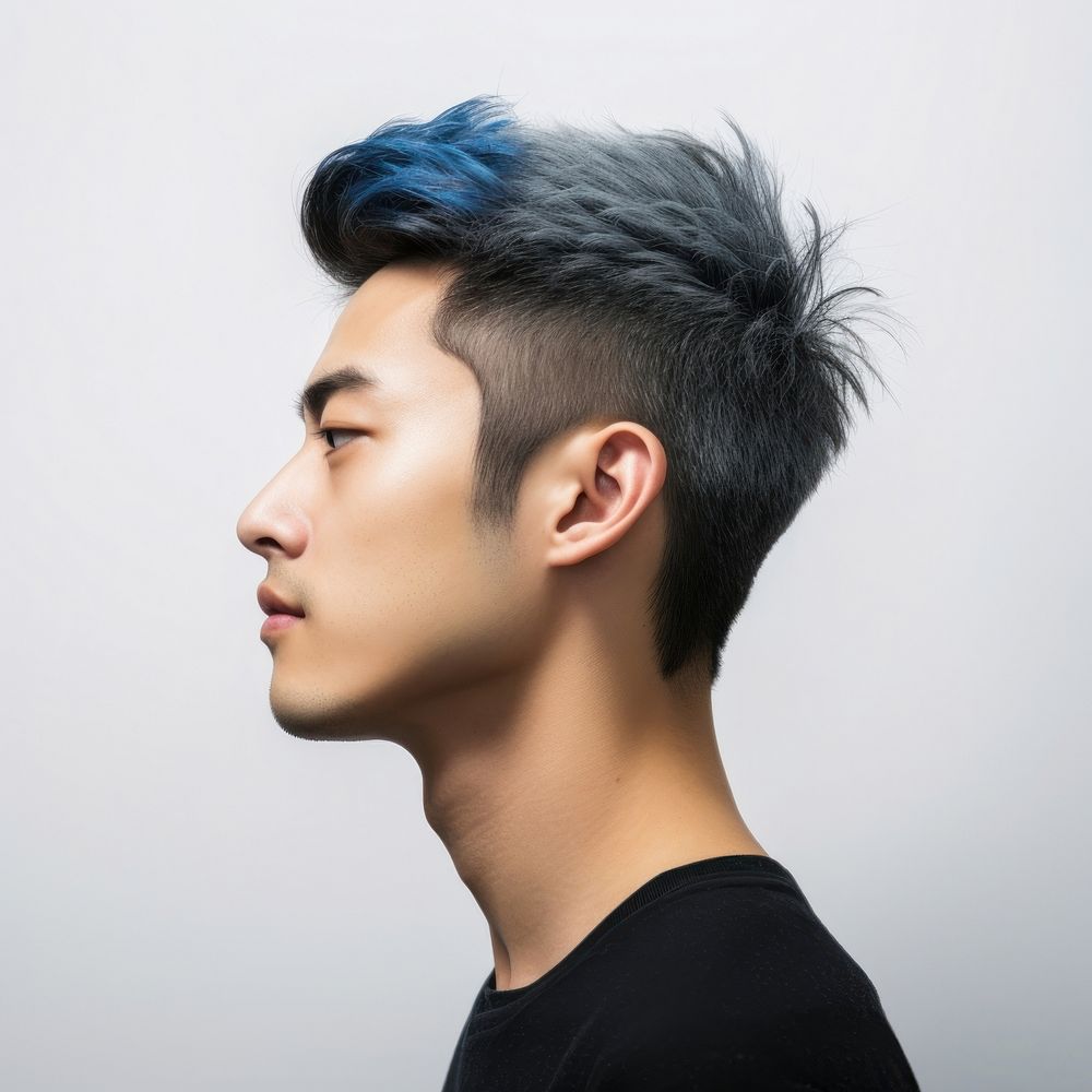 Korean man portrait fashion blue.