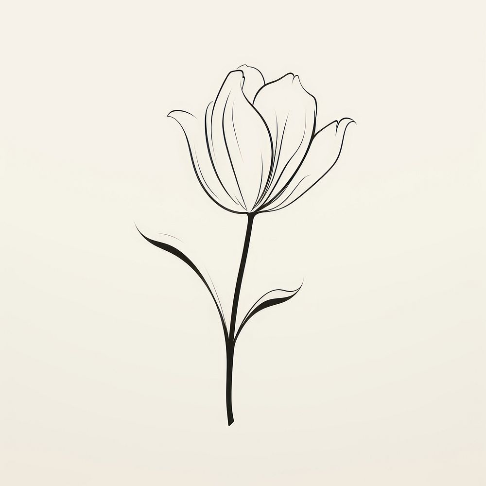Drawing of a tulip flower sketch plant.