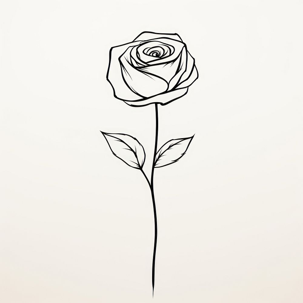 Drawing of a rose flower sketch plant.