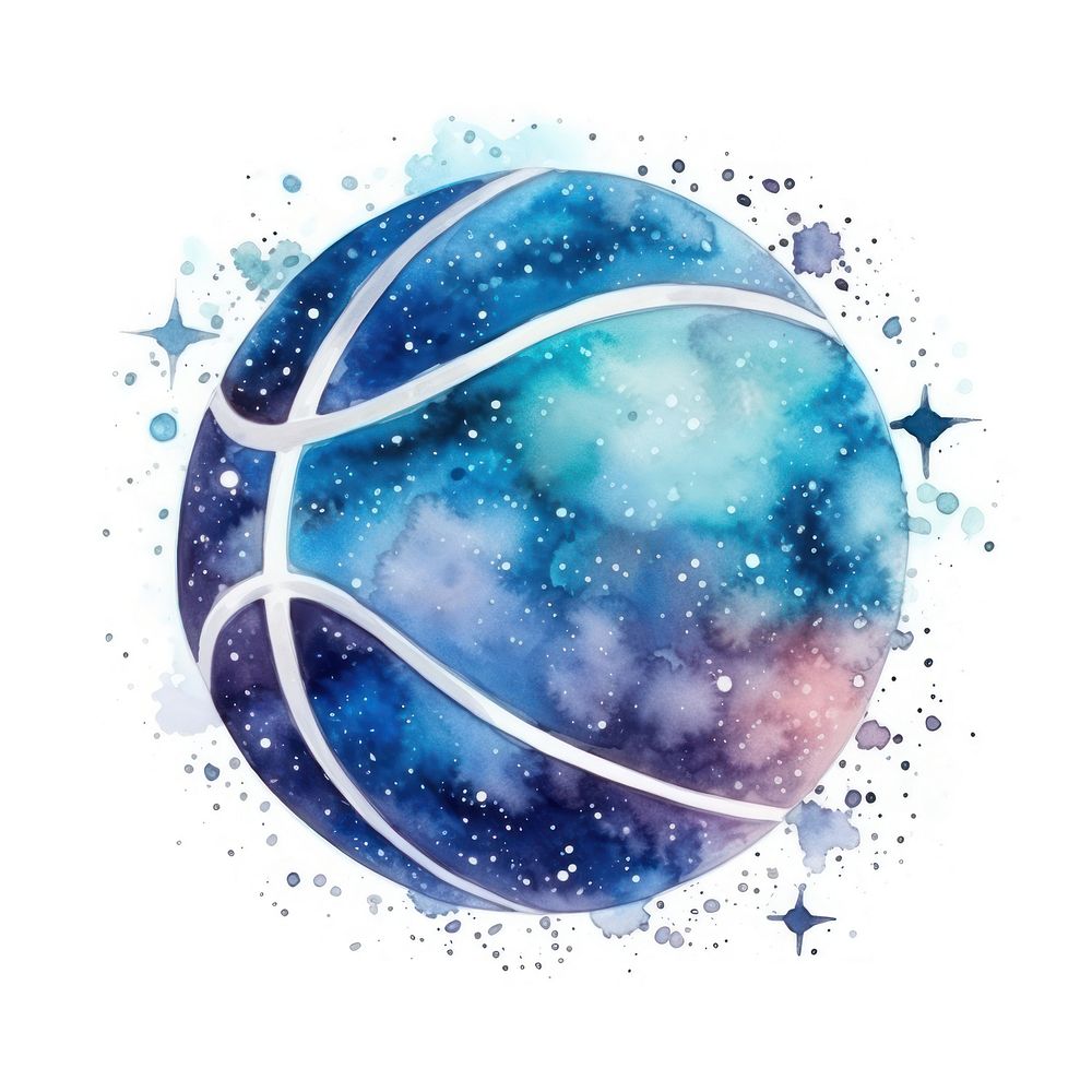Basketball in Watercolor style astronomy universe sphere.