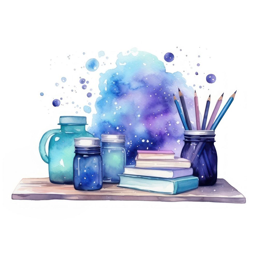 Stationery in Watercolor style jar art white background.