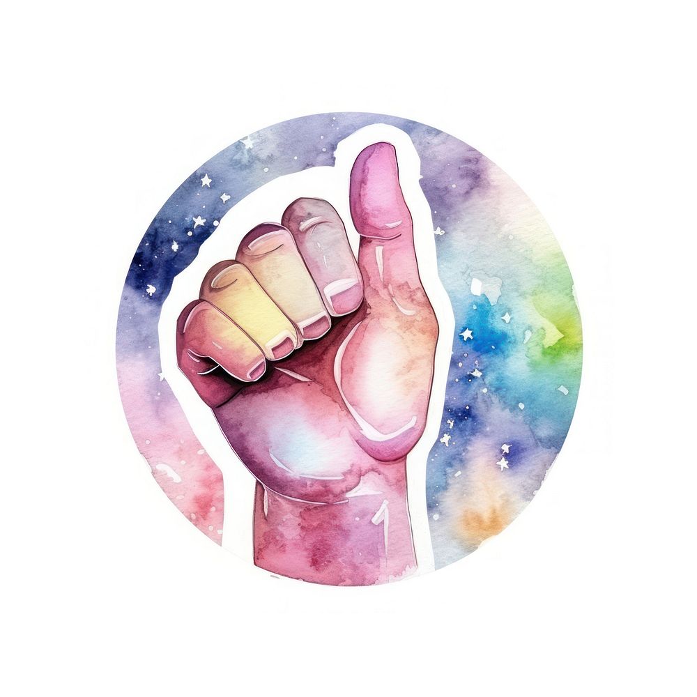 Human right icon in Watercolor style finger hand white background.