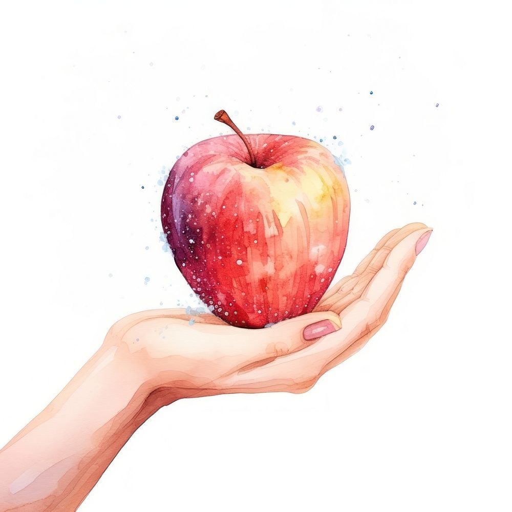 Apple hand holding fruit.
