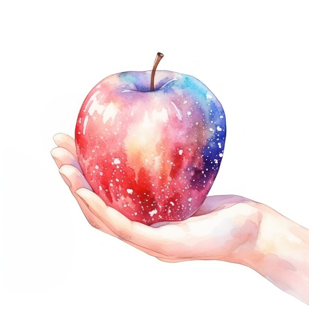 Apple holding fruit food.