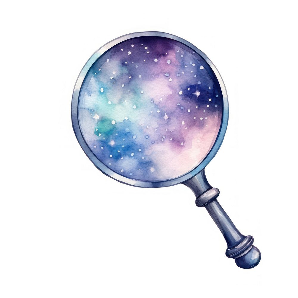 Magnifying galaxy star white background.