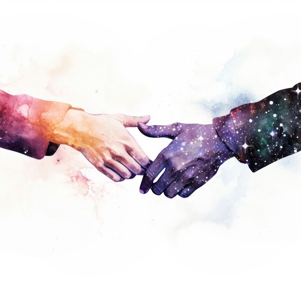 Holding hand in Watercolor style adult human holding hands.
