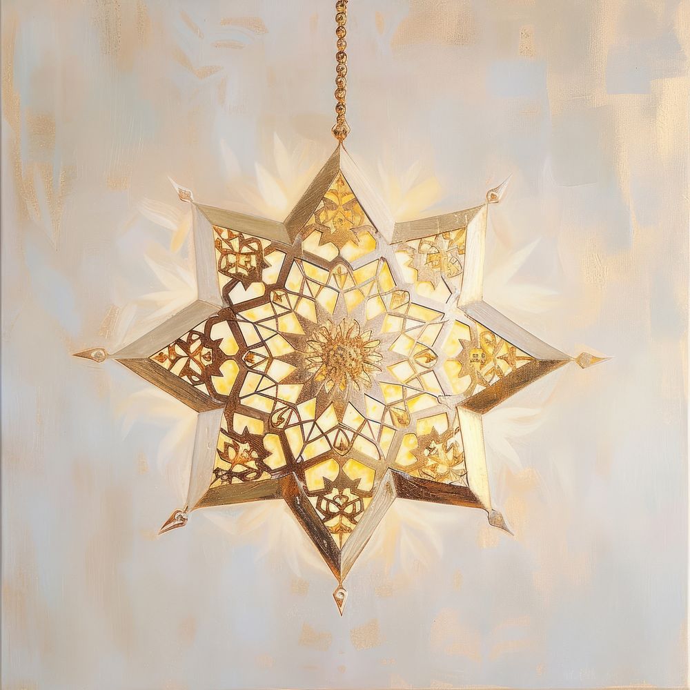 Islamic Golden Star chandelier pattern gold.