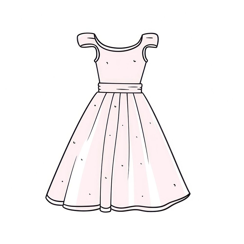Pink dress sketch fashion drawing.