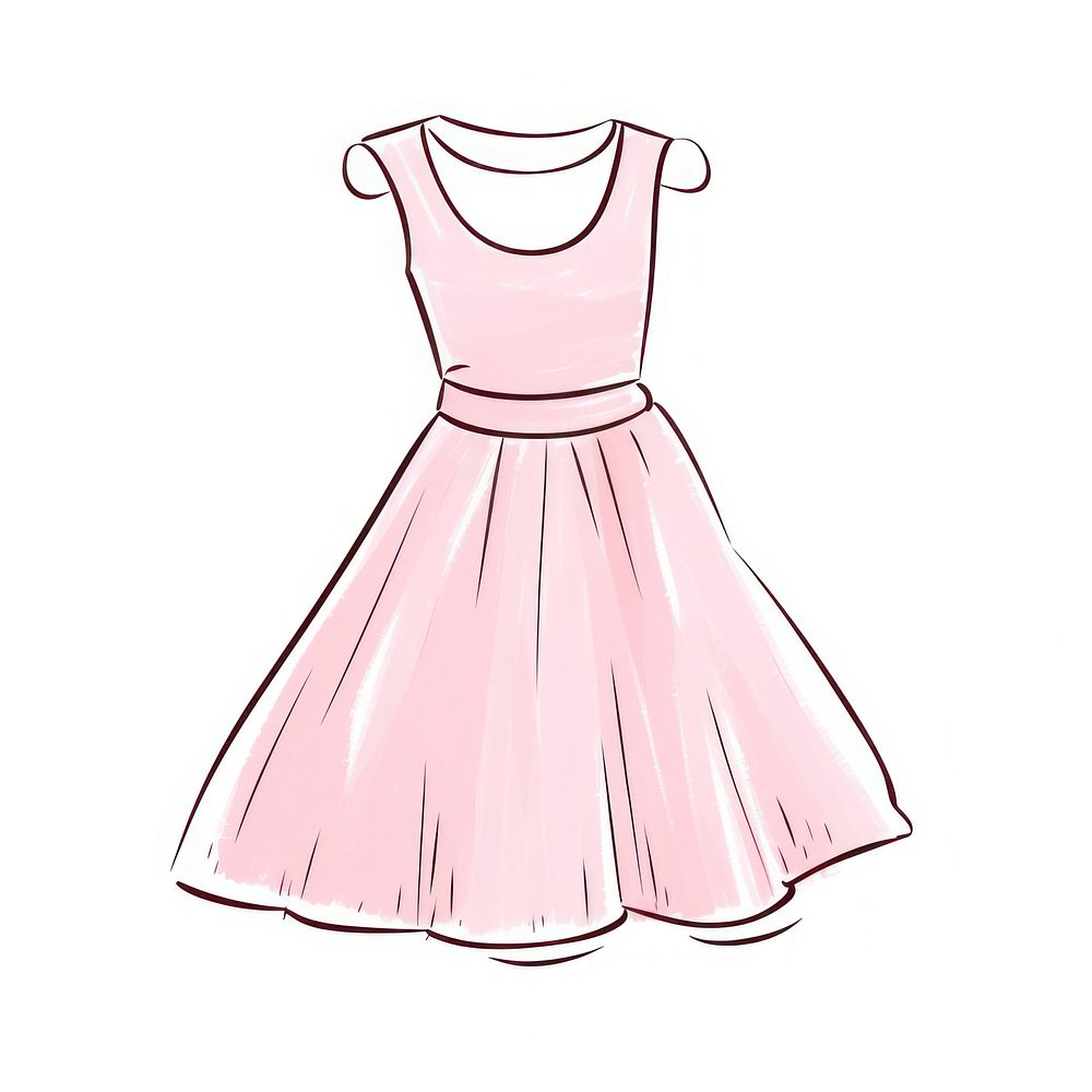 Pink dress fashion sketch gown.