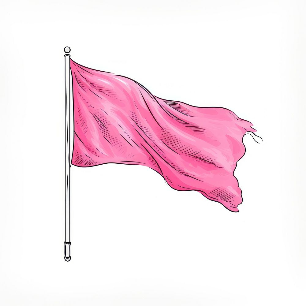 Pink flag sketch petal line.