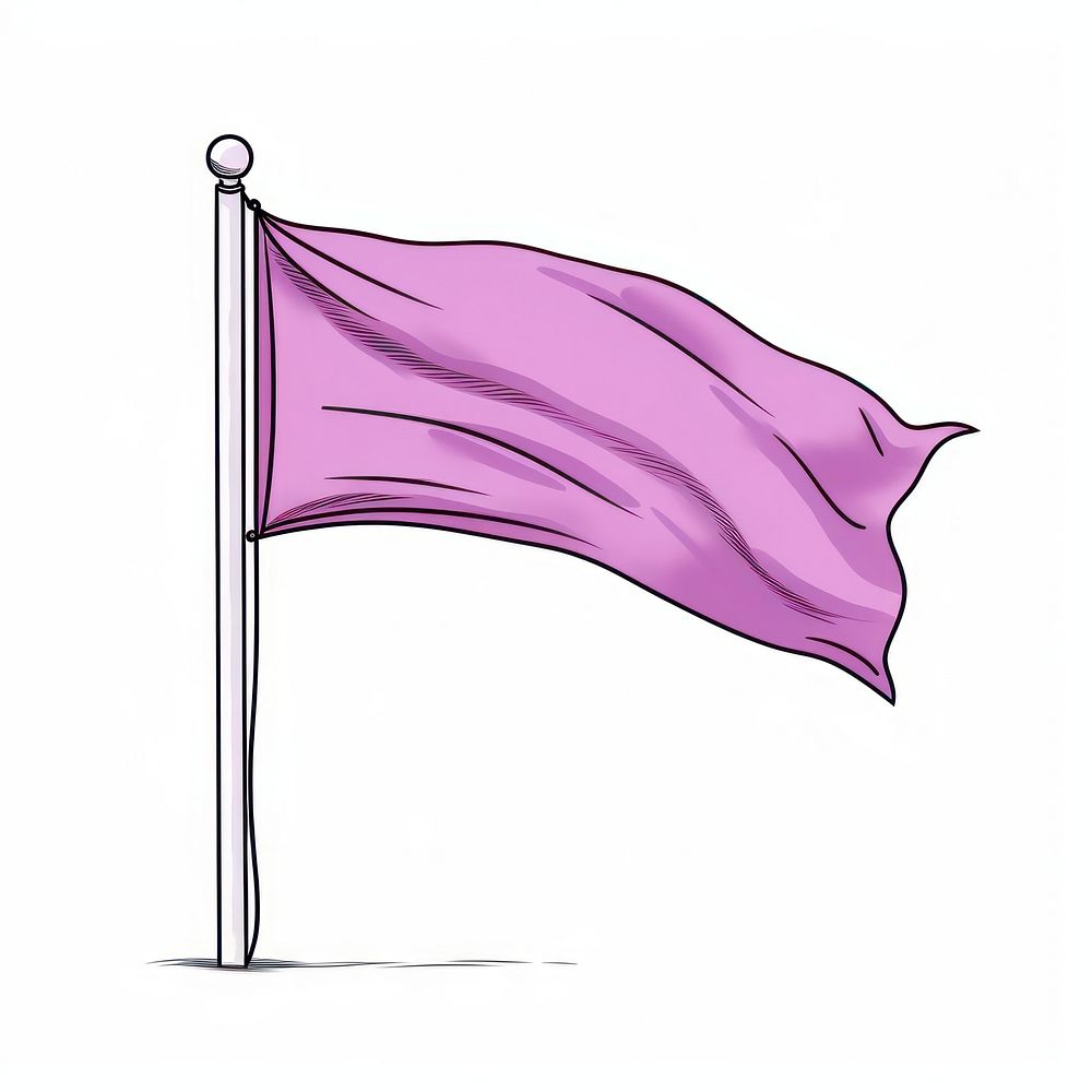 Purple flag sketch line white background.
