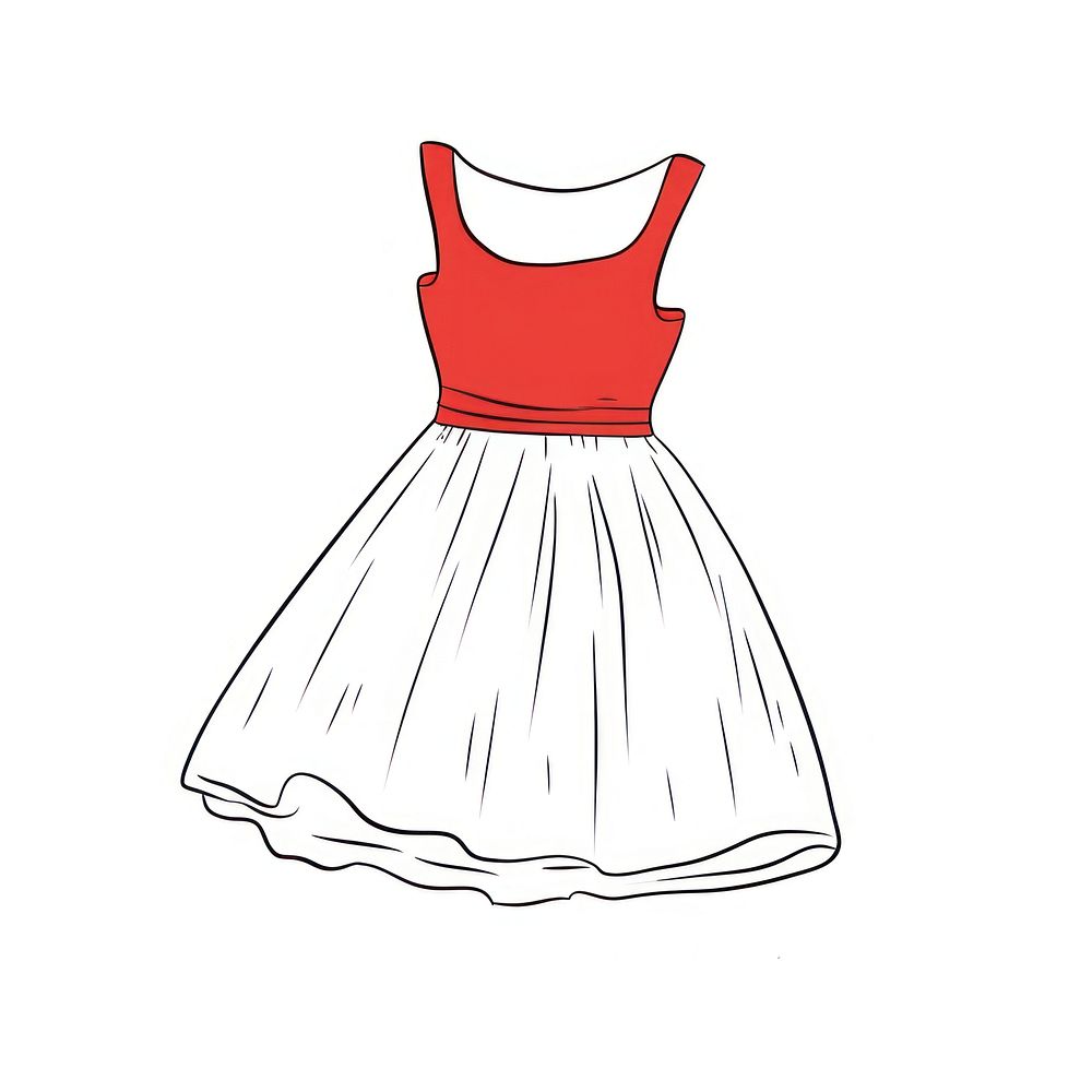 Red dress sketch skirt white.