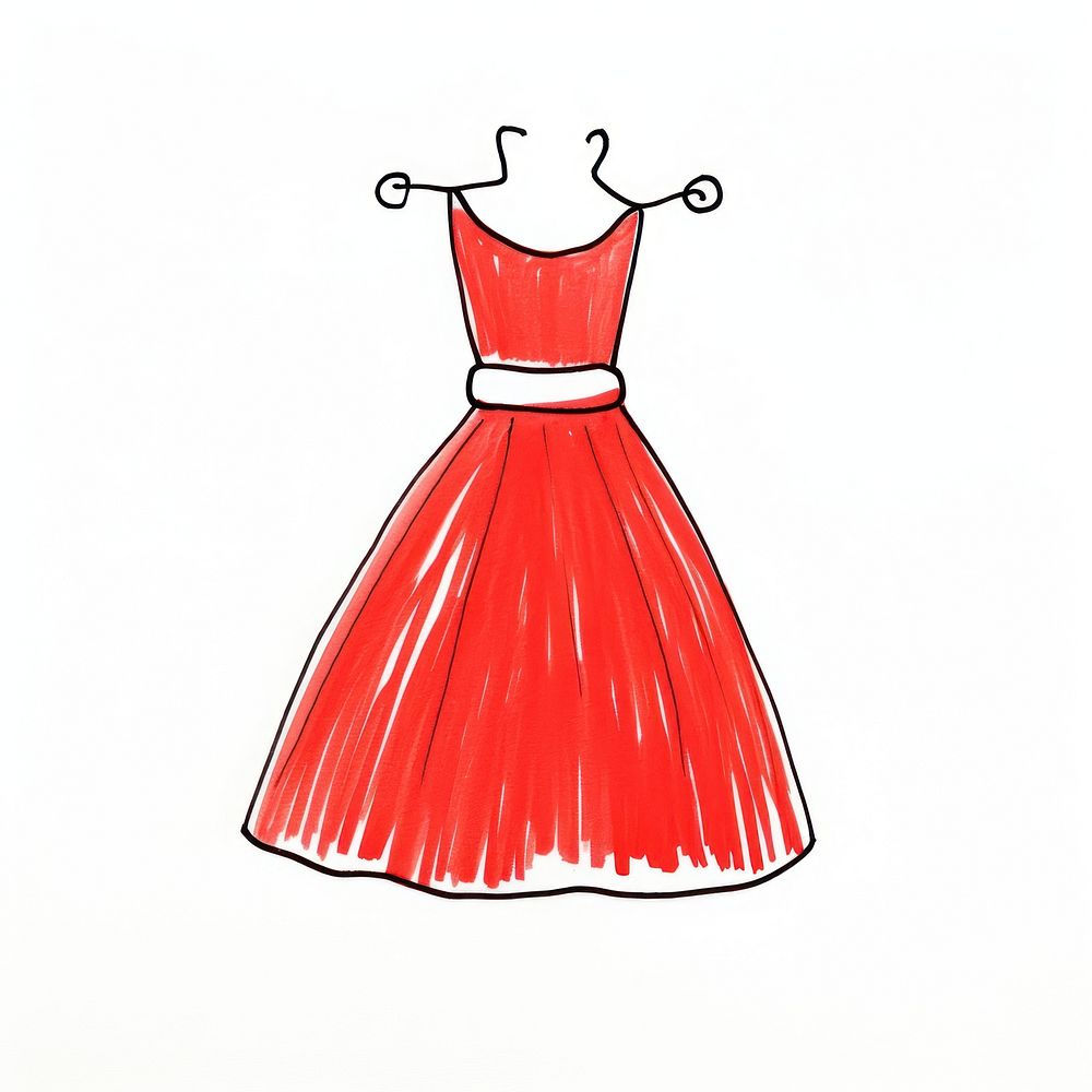 Red dress fashion sketch gown.
