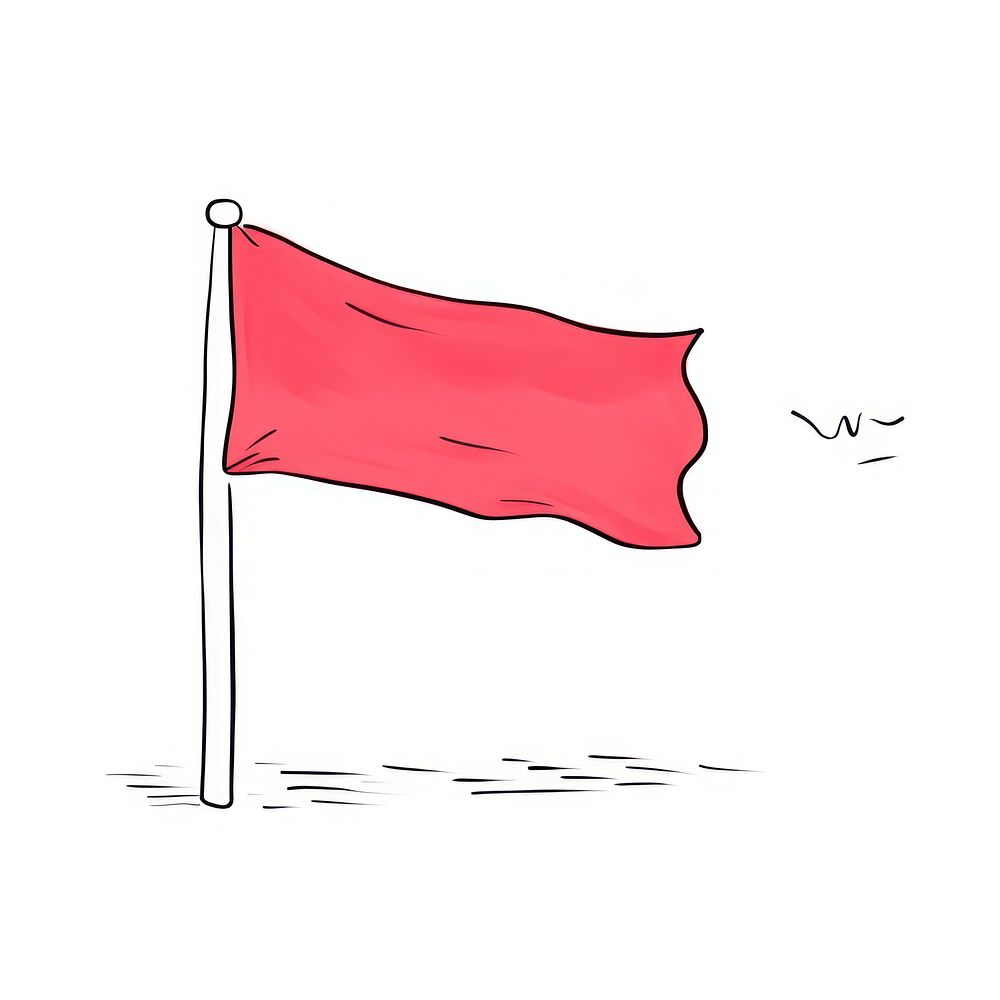 Red flag sketch line white background.