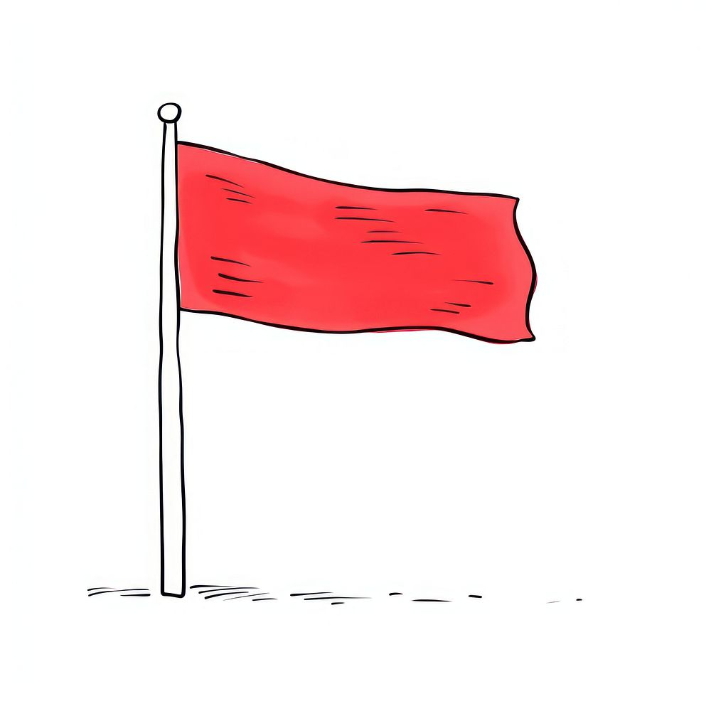 Red flag sketch line white background.