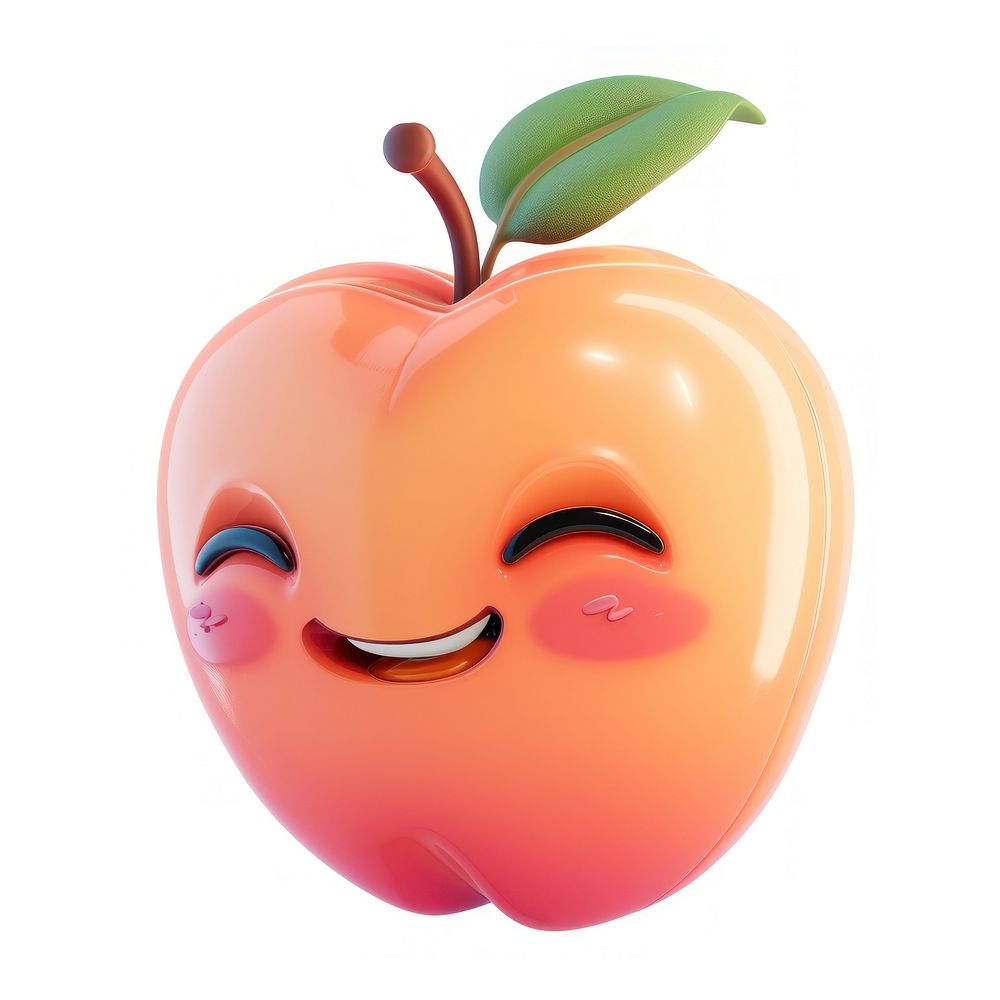 3D Illustration of cute peach cartoon apple fruit.