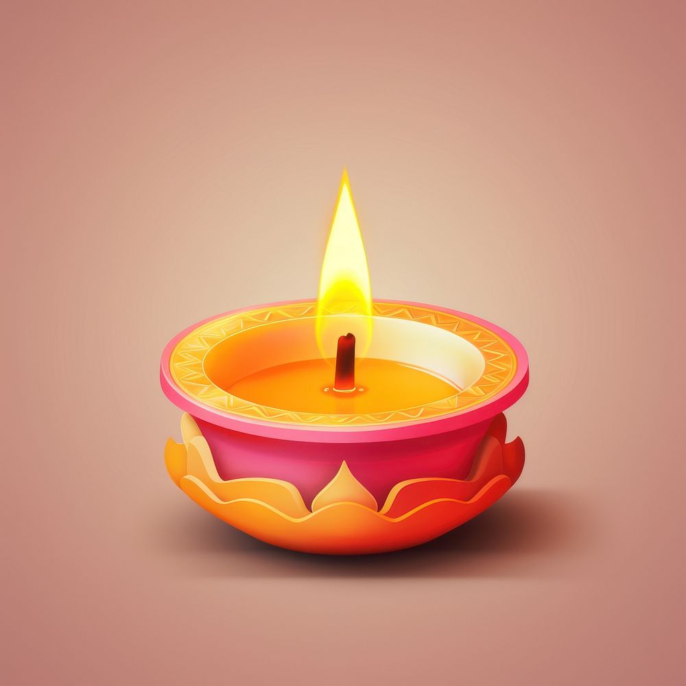 Hyper Detailed Realistic element representing of diwali candle yellow fire jack-o'-lantern.
