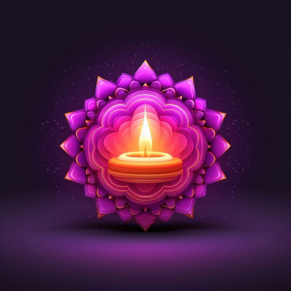 Hyper Detailed Realistic element representing of diwali purple lighting candle.