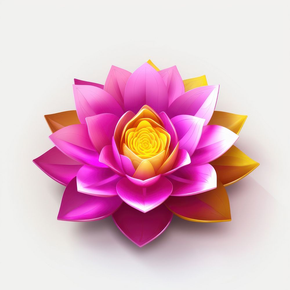 Hyper Detailed Realistic element representing of lotus flower purple yellow.