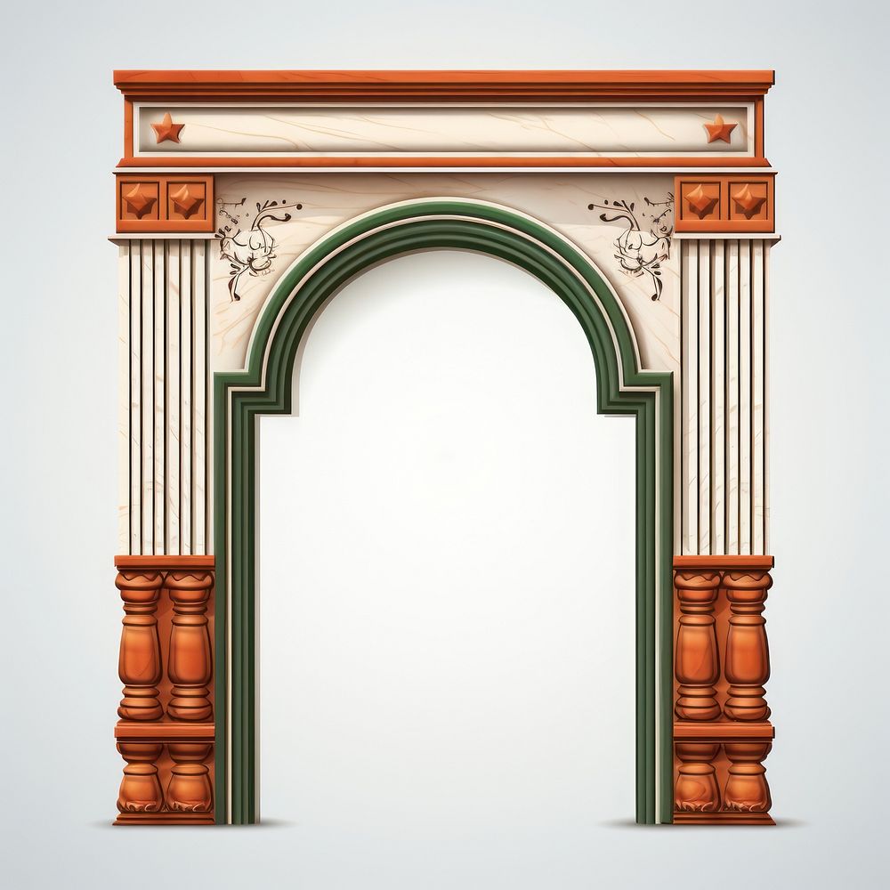 Hyper Detailed Realistic element representing of indian door frame architecture fireplace letterbox.