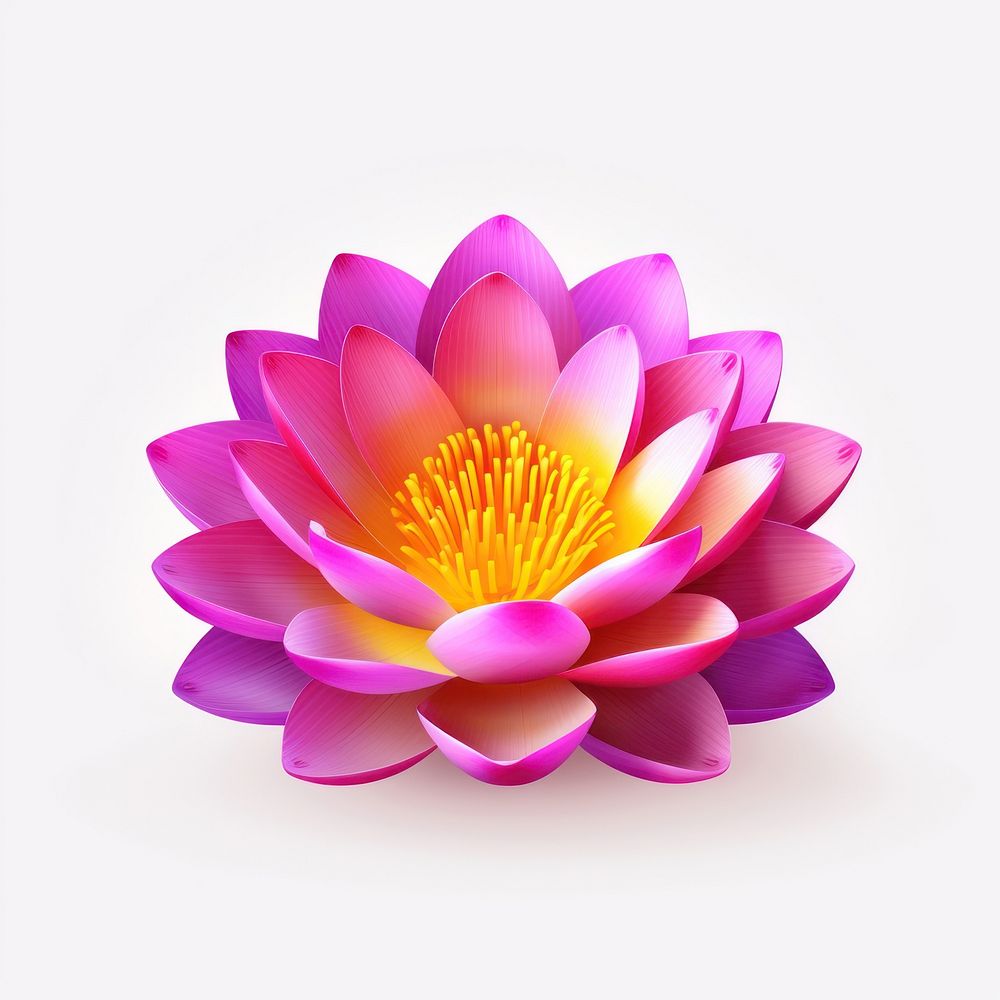 Hyper Detailed Realistic Graphic element representing of lotus flower purple yellow.