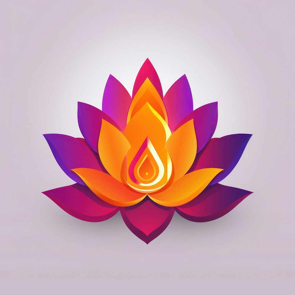 Realistic Graphic element representing of lotus graphics purple yellow.