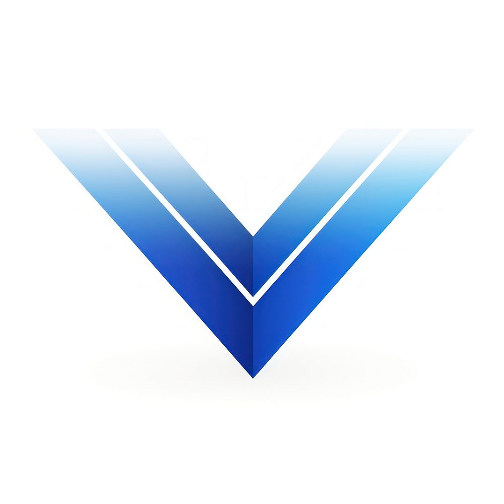 Blue arrow vectorized line logo abstract shape.
