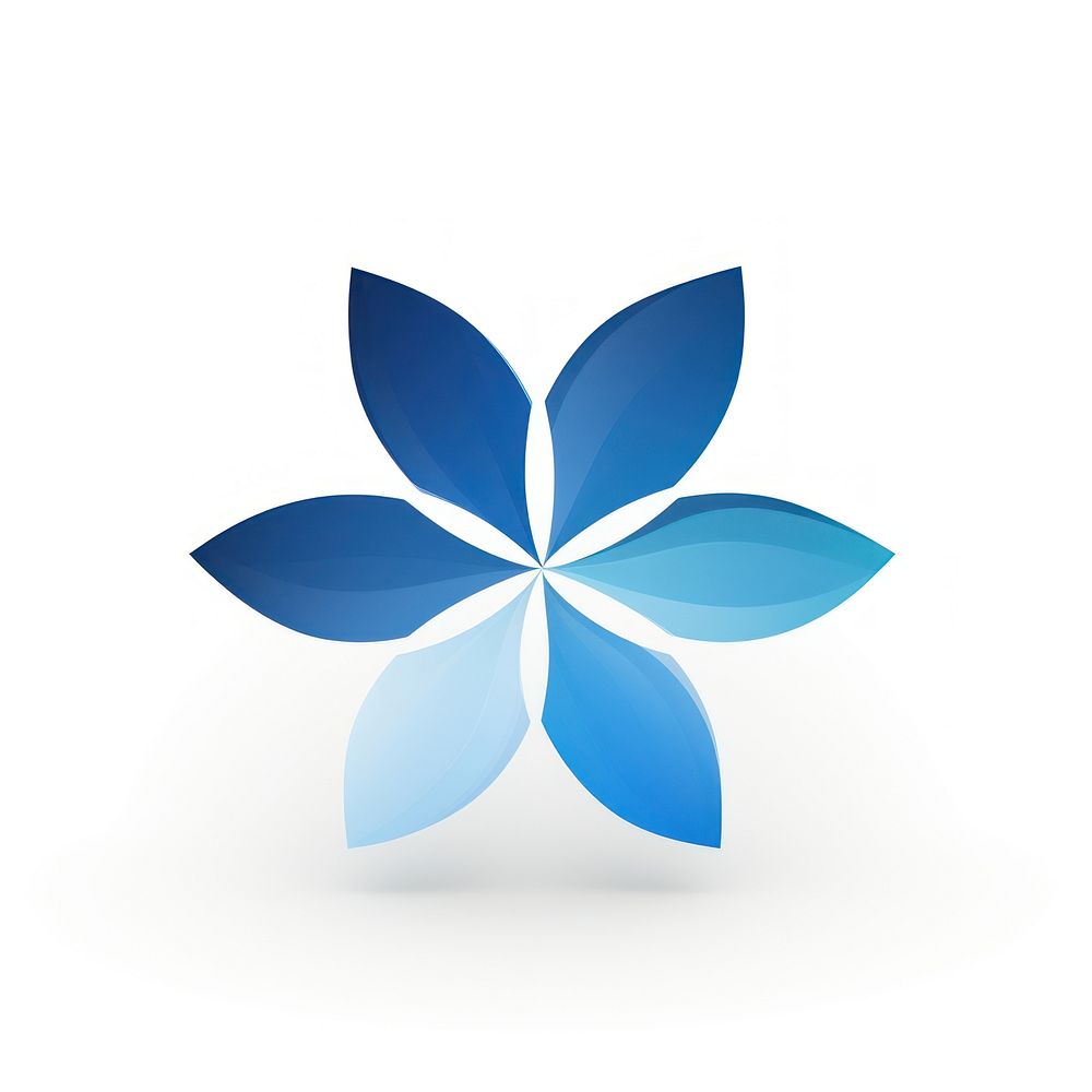 Blue flower vectorized line logo pattern shape.