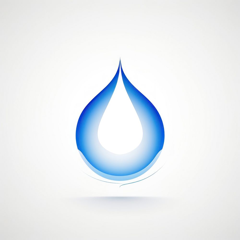 Blue water drop vectorized line logo abstract shape.