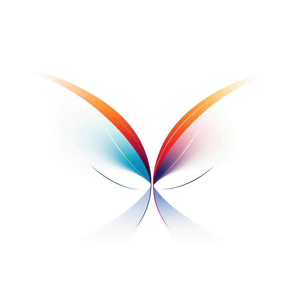 Colorful butterfly vectorized line logo abstract white background.