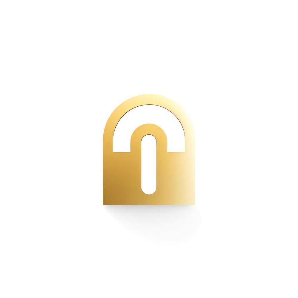 Gold lock vectorized line security logo white background.