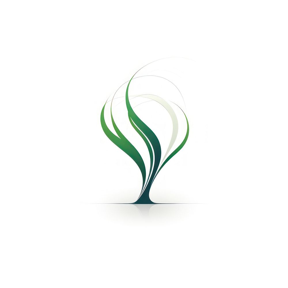 Green tree vectorized line logo pattern white background.
