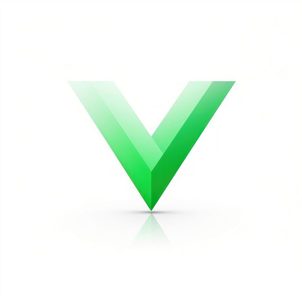 Green check mark vectorized line logo white background triangle.