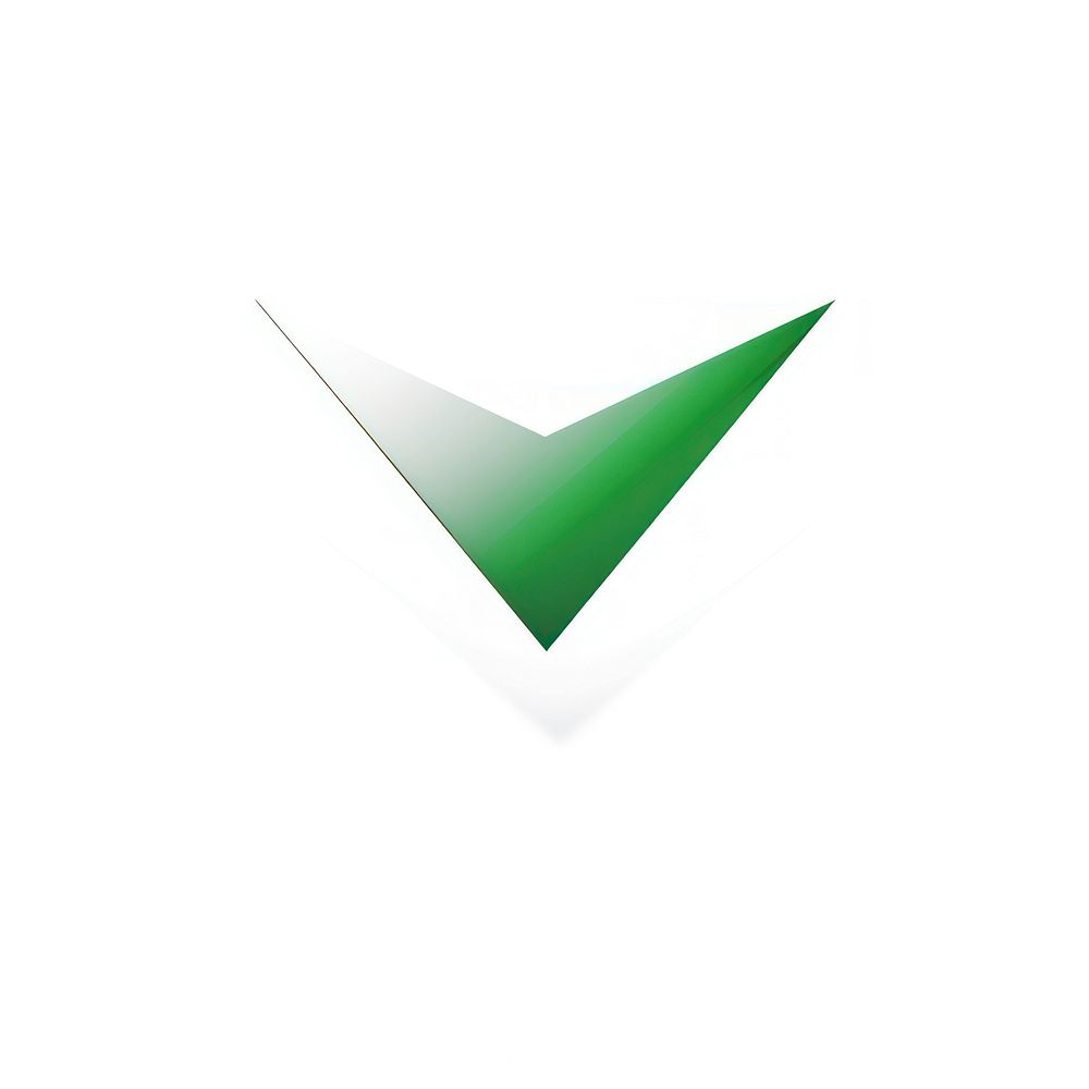 Green check mark vectorized line logo white background triangle.