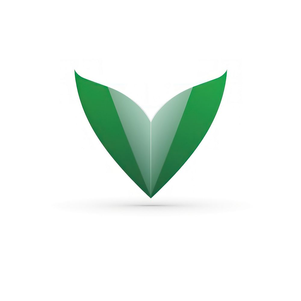 Green shield vectorized line plant leaf logo.