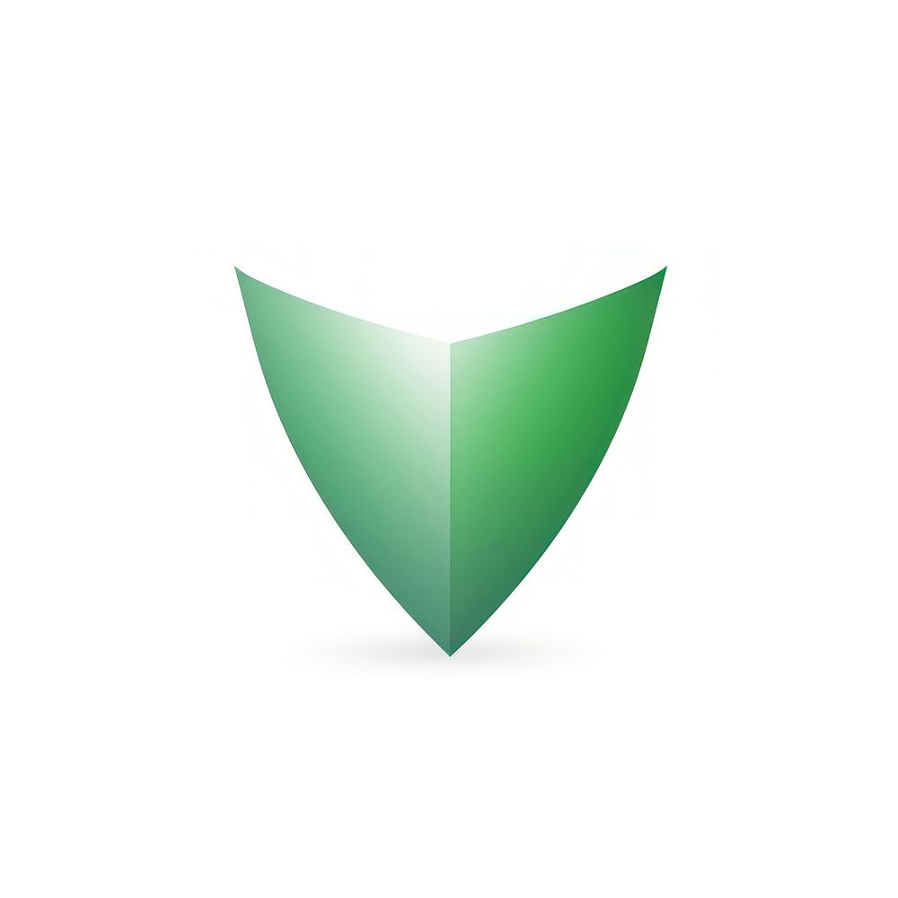 Green shield vectorized line logo shape white background.