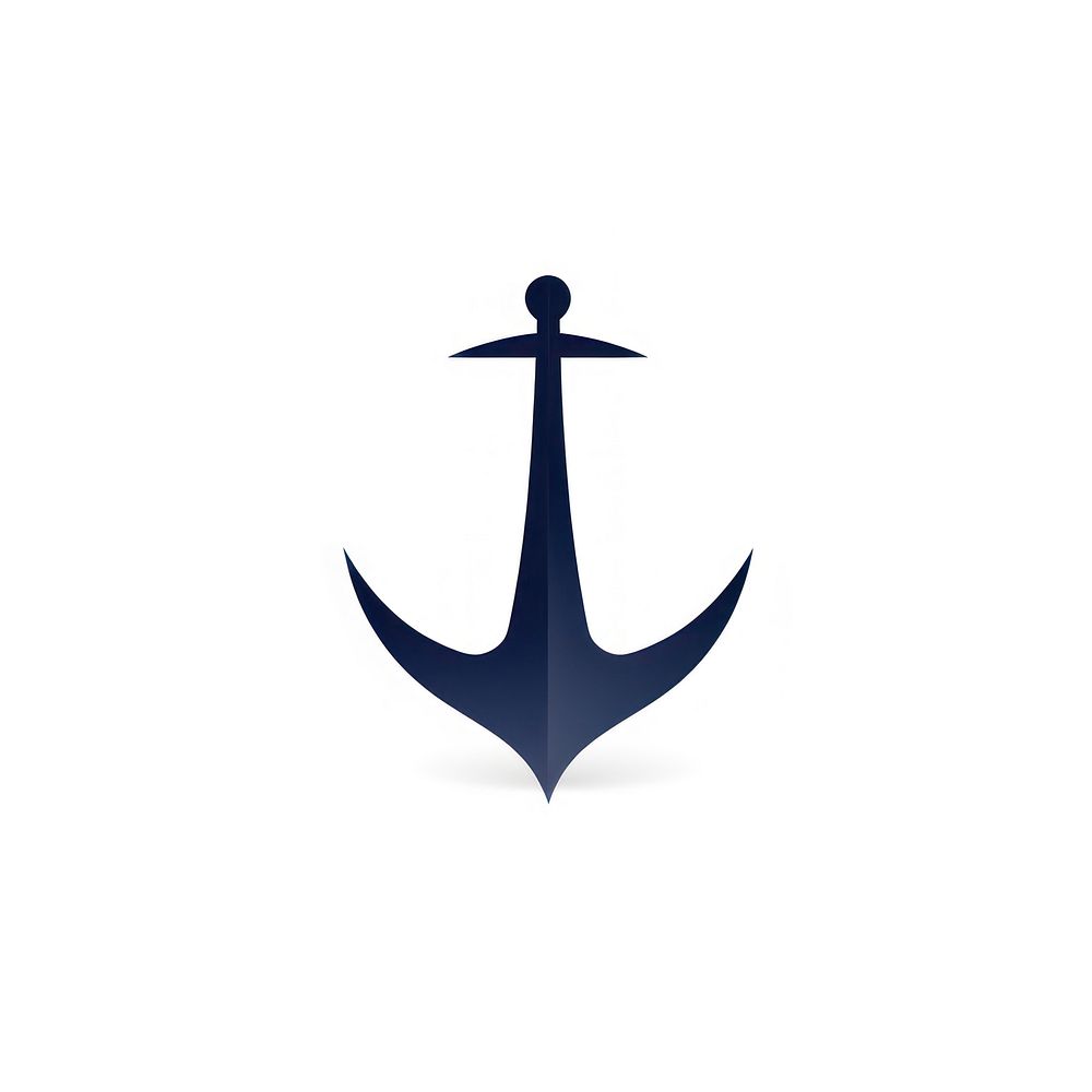 Navy anchor vectorized line logo symbol white background.