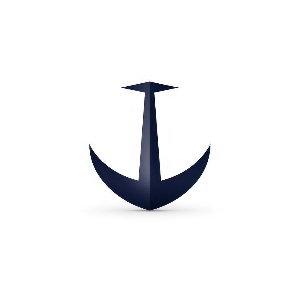 Navy anchor vectorized line symbol logo white background.