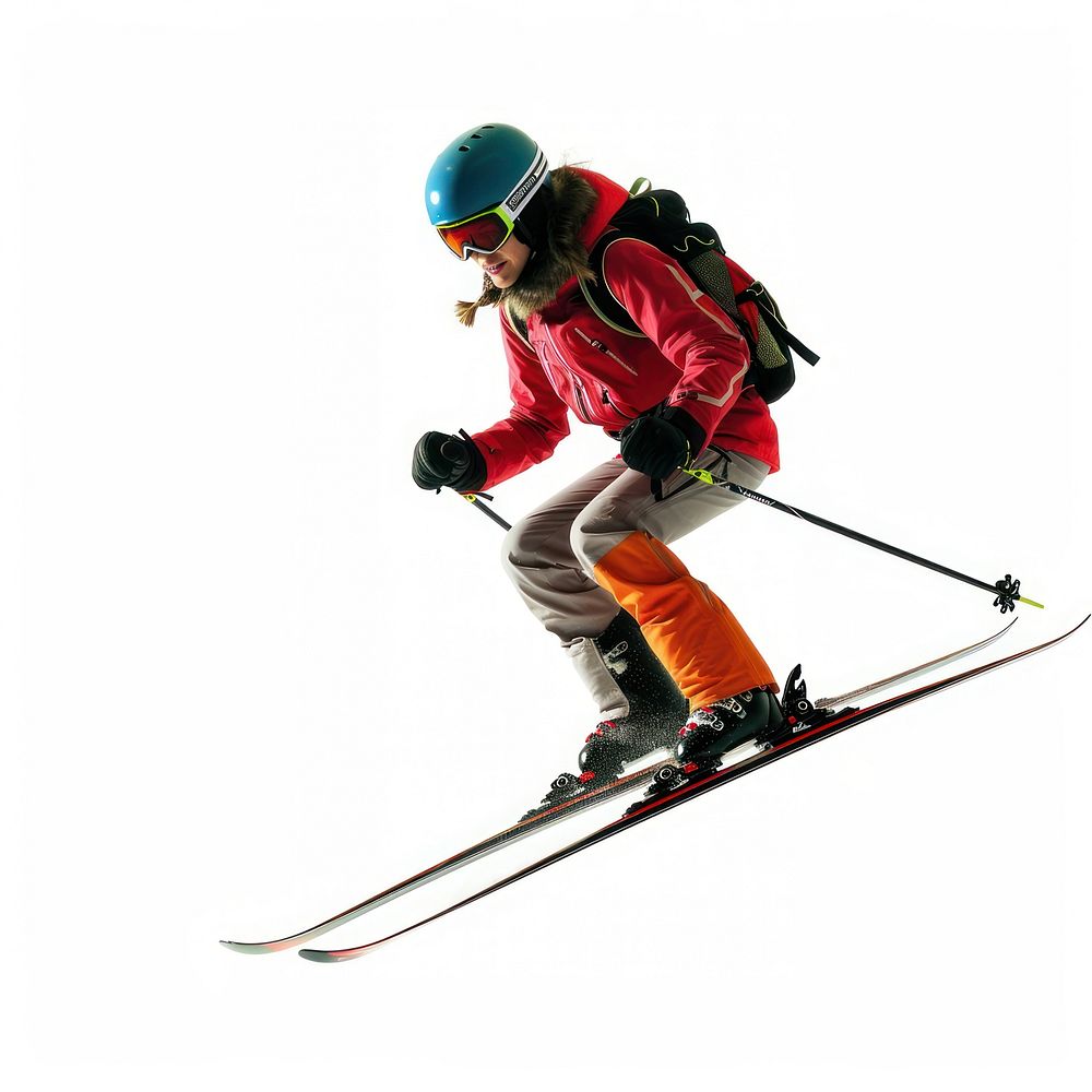 Snow skier female recreation skiing sports.