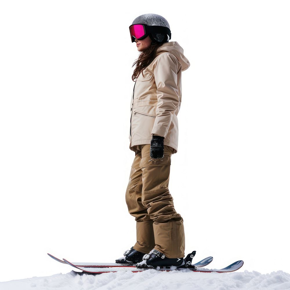 Snowboarder female snow snowboarding recreation.