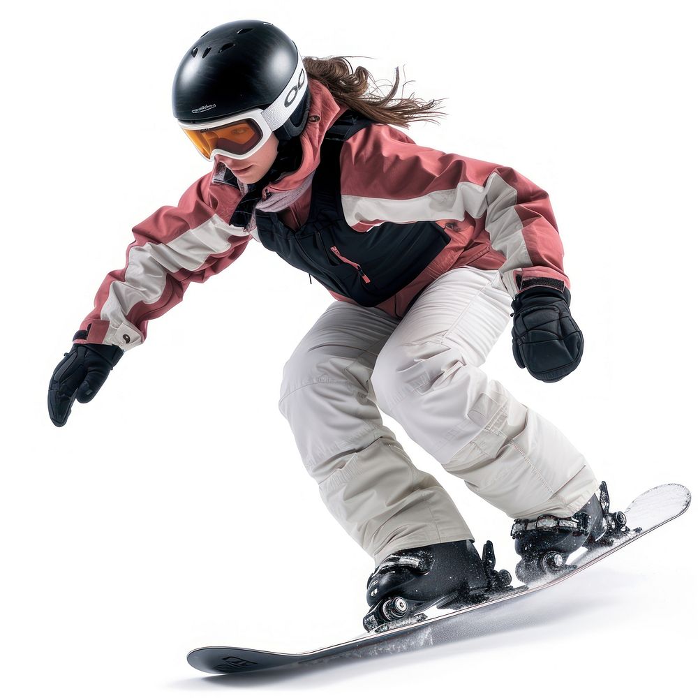 Snowboarder female snow snowboarding recreation.