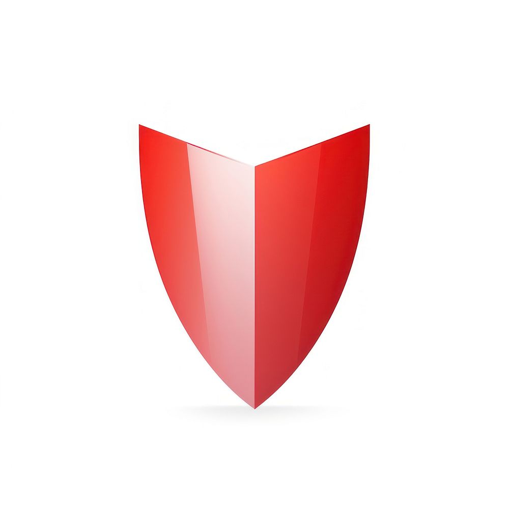 Red shield vectorized line shape logo white background.