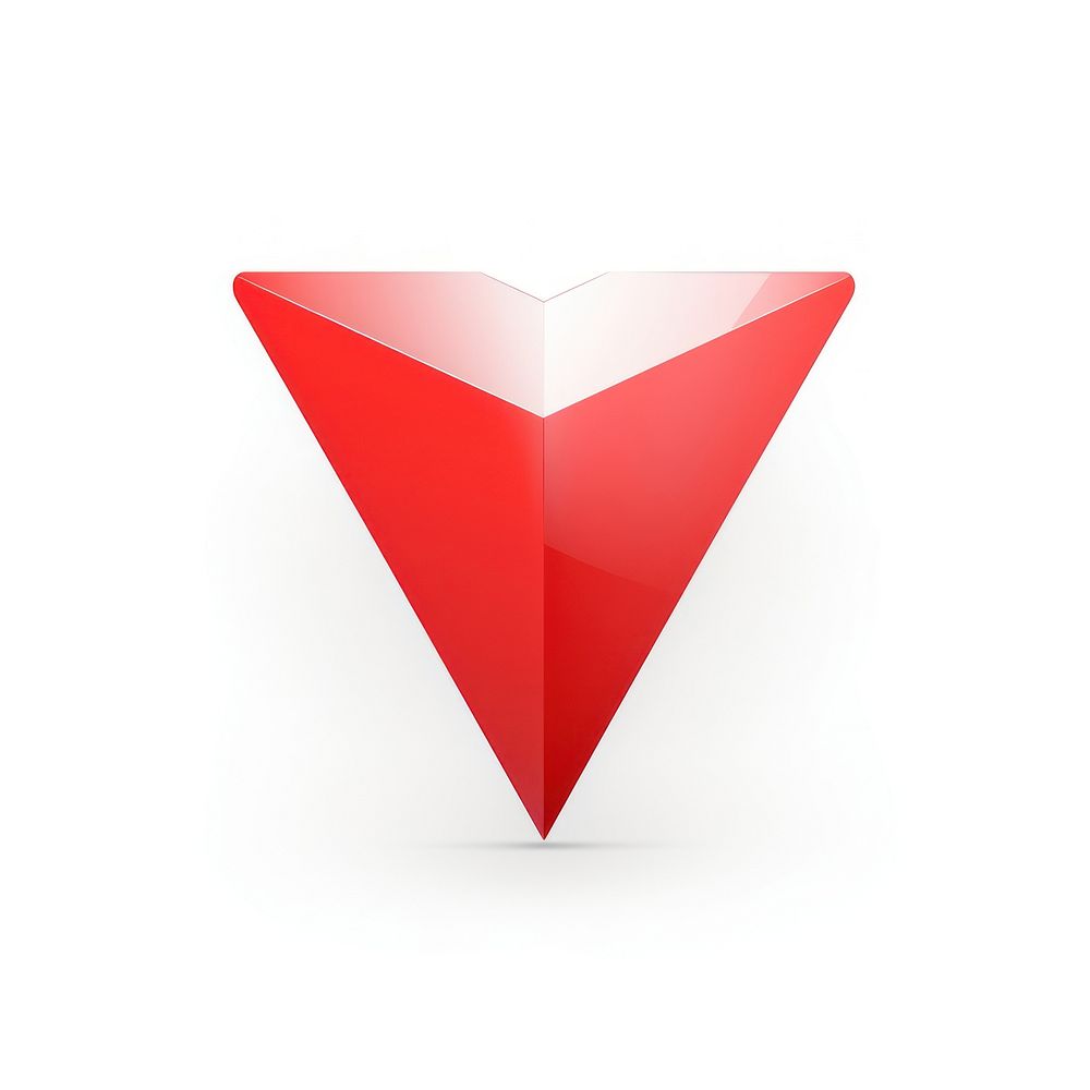 Red shield vectorized line shape white background triangle.