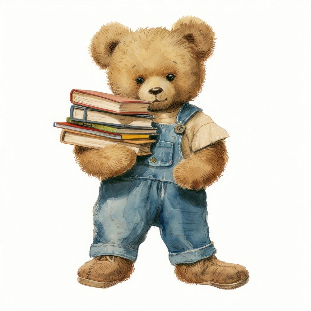 Vintage illustration of teddy bear book toy representation.