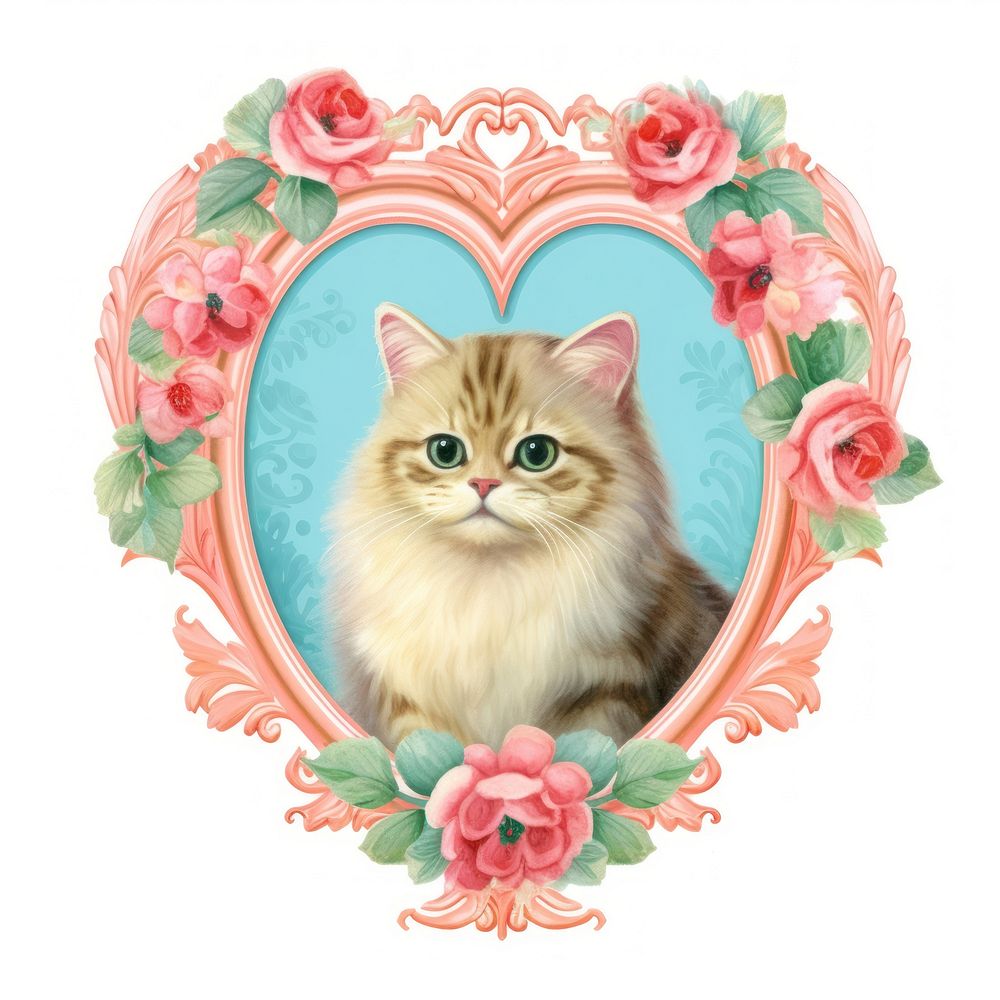 Cat illustration printable sticker mammal animal kitten.