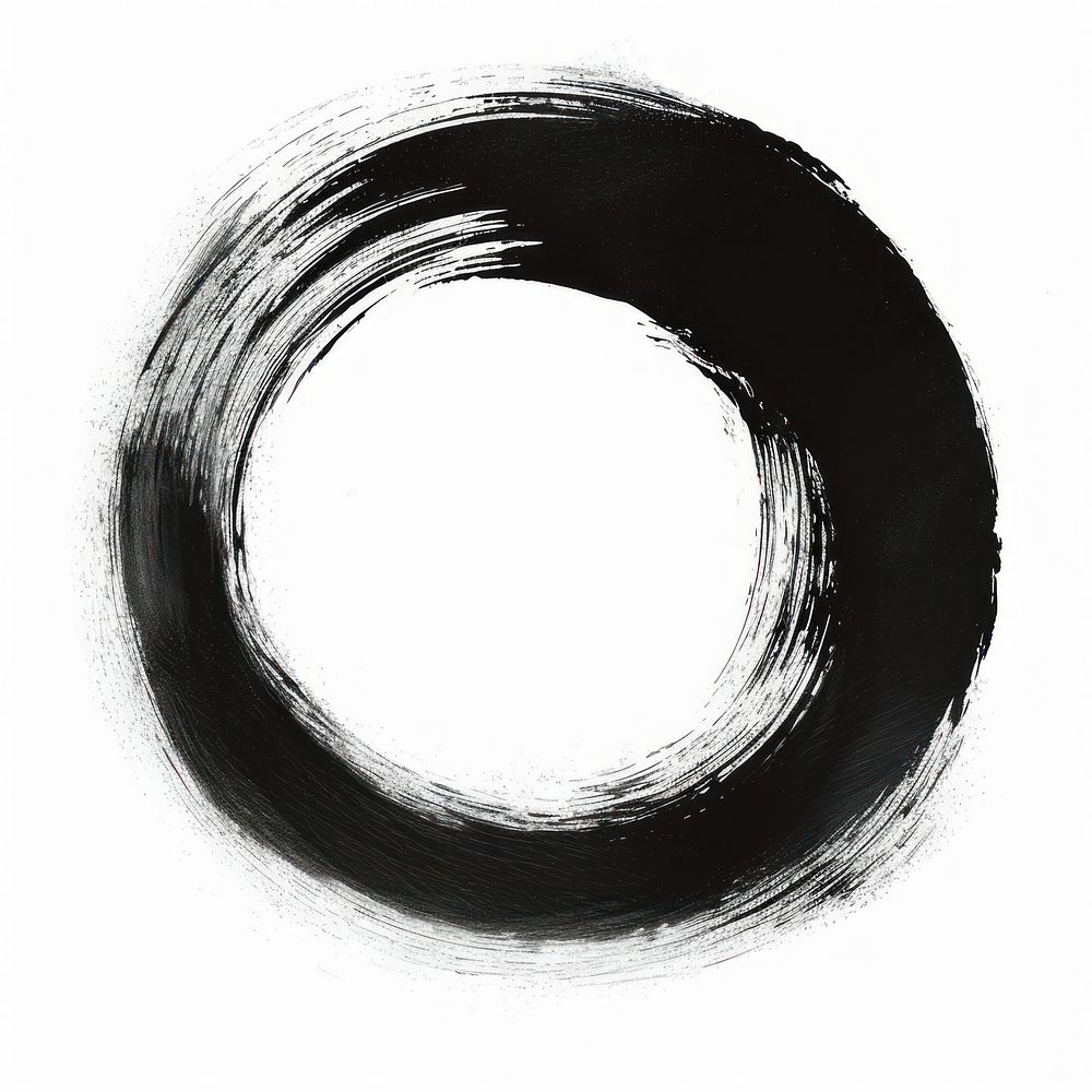 Circle dry brush stroke spiral shape white background.