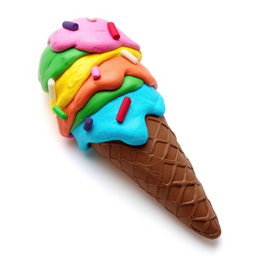Plasticine of ice cream dessert food cone.